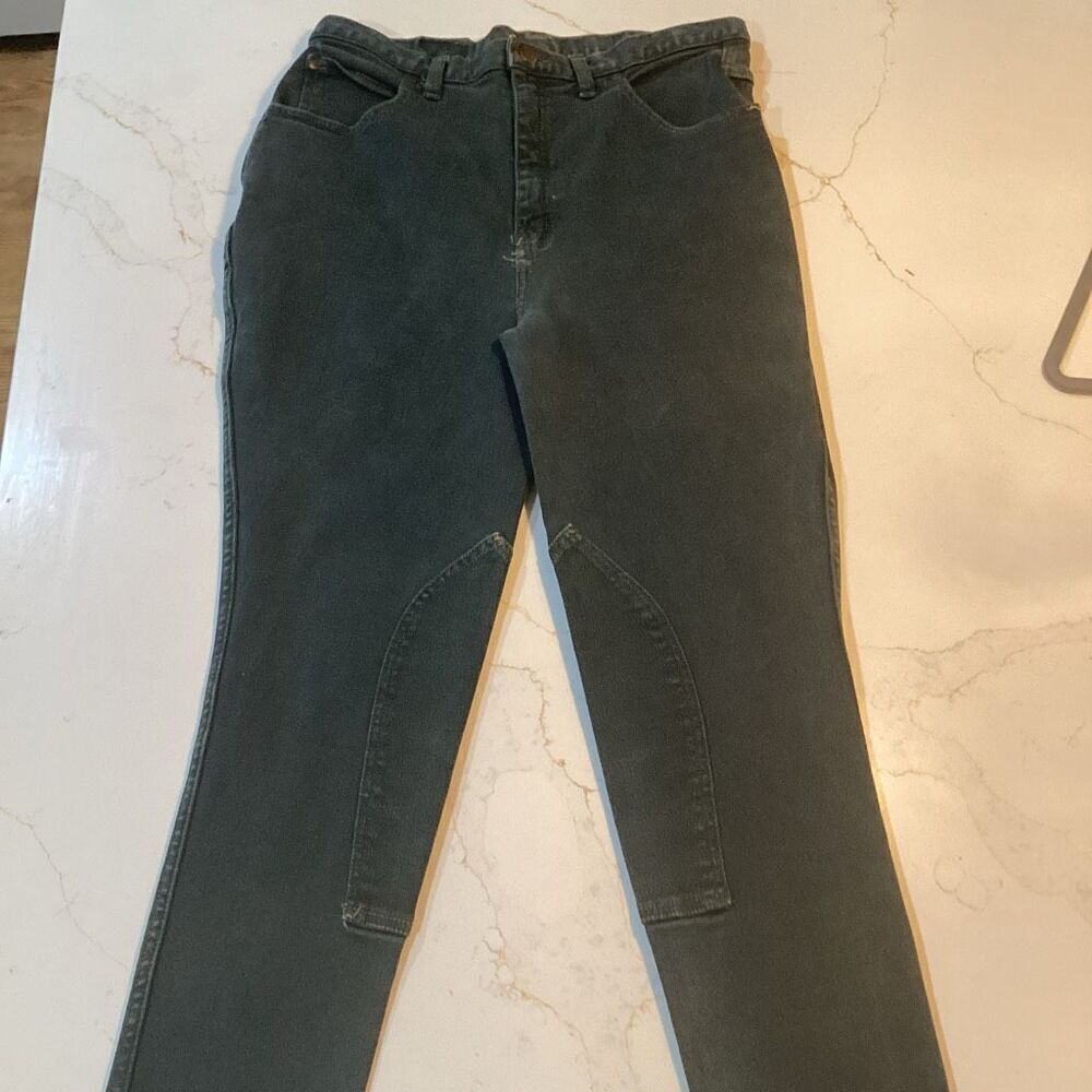 HAC TAC Ladies Jodhpurs Sz 16 Green Riding Equestrian Jeans Breeches